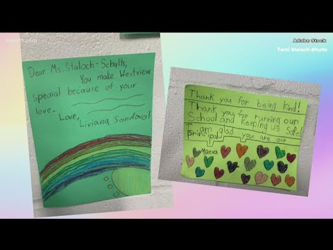 An Apple Valley elementary school surprises the  principal with a rainbow of appreciation