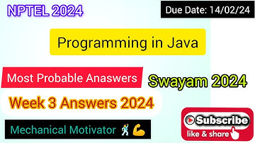 Programming in Java | Week 3 Quiz | Assignment 3 Solution | NPTEL | SWAYAM 2024