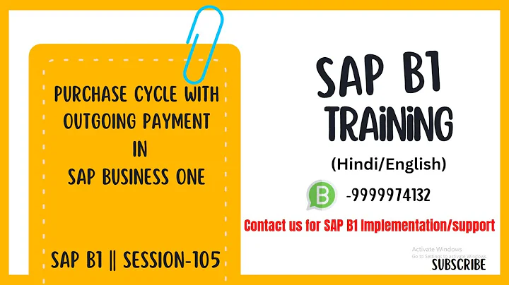Purchase cycle with Outgoing Payment in SAP Business One || S-105