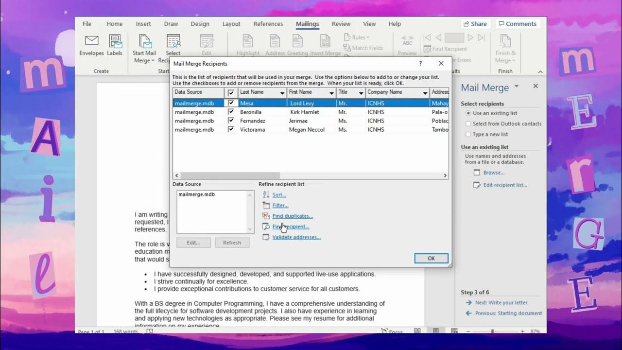 Mail merge video tutorial 1 youtube