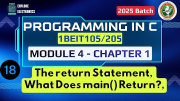 Module 4 C1 Functions: The return Statement, What Does main() Return? | Programming in C