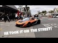 HE DROVE A RACE CAR ON THE STREET!