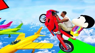 FRANKLIN SHINCHAN and CHOP TRIED IMPOSSIBLE MASSIVE SPEED BUMPS PARKOUR RAMP JUMP CHALLENGE GTA 5