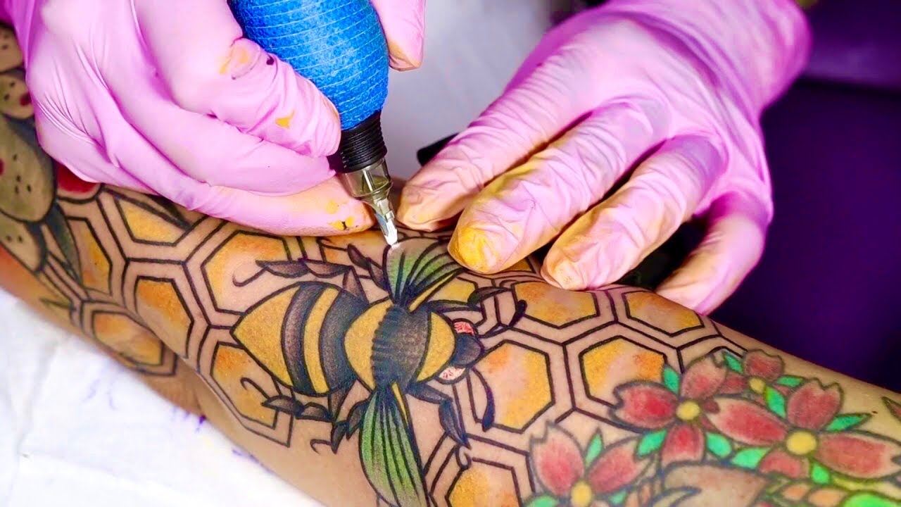 beehive pattern tattoo