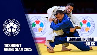 картинка: Рақобатҳои Эмомалии Нуралӣ (-66кг) дар Tashkent Grand Slam 2025