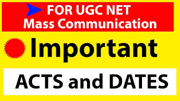 Important Acts & Dates related to Mass Communication| NTA UGC NET:  MASS COMMUNICATION