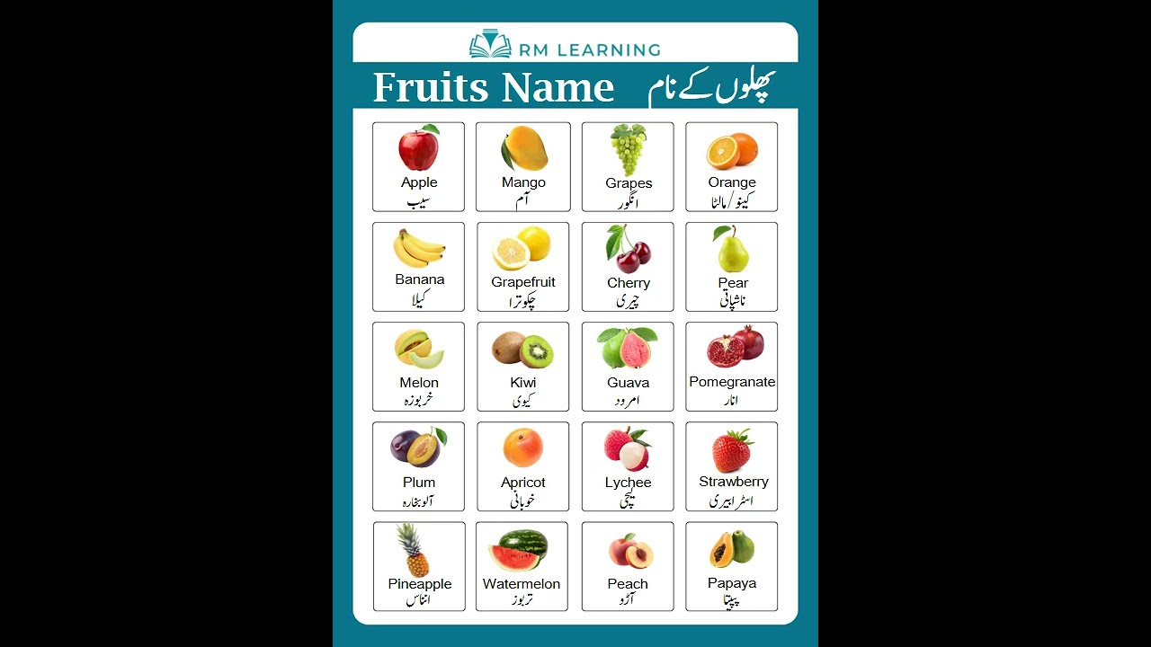 Fruits Name In English With Urdu Rmlearning Shortsfeed