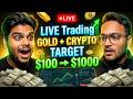 Day 3🔴 Live Trading Gold BTC |👉 💲100 to 💲1000 Challenge | #btcusd #goldtrading  #xauusd #forex