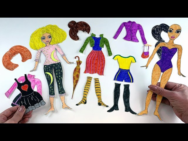 Coleção de roupas de boneca de papel linda garotinha afro para