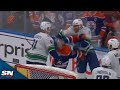 Connor mcdavid crosschecked in the face by carson soucy after game 3