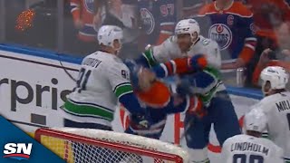 Connor McDavid Crosschecked In the Face By Carson Soucy After Game 3 screenshot 1