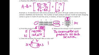 Notes 1.9 Using Matrices and Matrix Operations Day 3