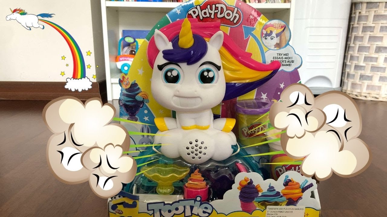 Play Doh Tootie Unicorn Ice Cream Playset Rainbow Poop Swirls Play