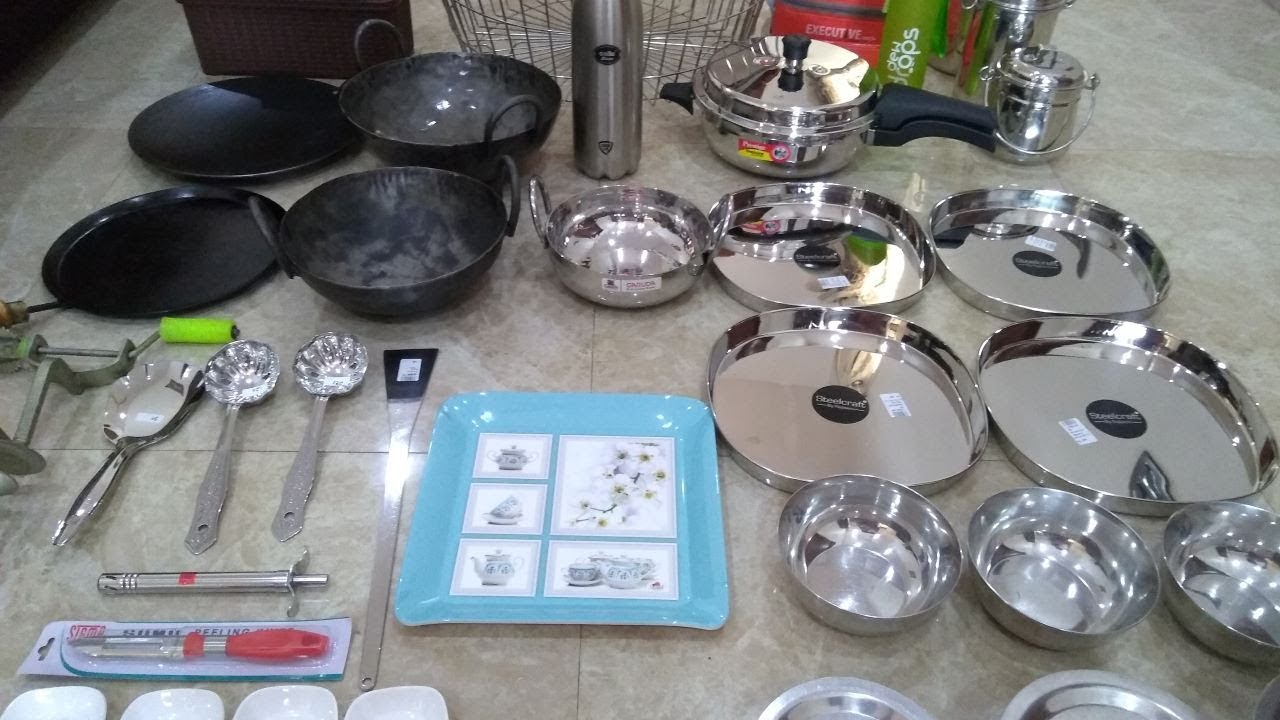 "SHOPPING HAUL - iron kadai, stainless steel cooker and utensils