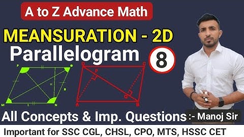 Parallelogram concept and properties | Area | for ssc cgl 2022 cgl mains cpo mts chsl  haryana cet