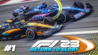 F1 23 DRIVER CAREER MODE Part 1: MCLAREN RETURN TO GLORY! 110% AI!