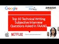 Top 10 Technical Writer Interview Questions- Part 3, Subjective questions, Get set for writing test!