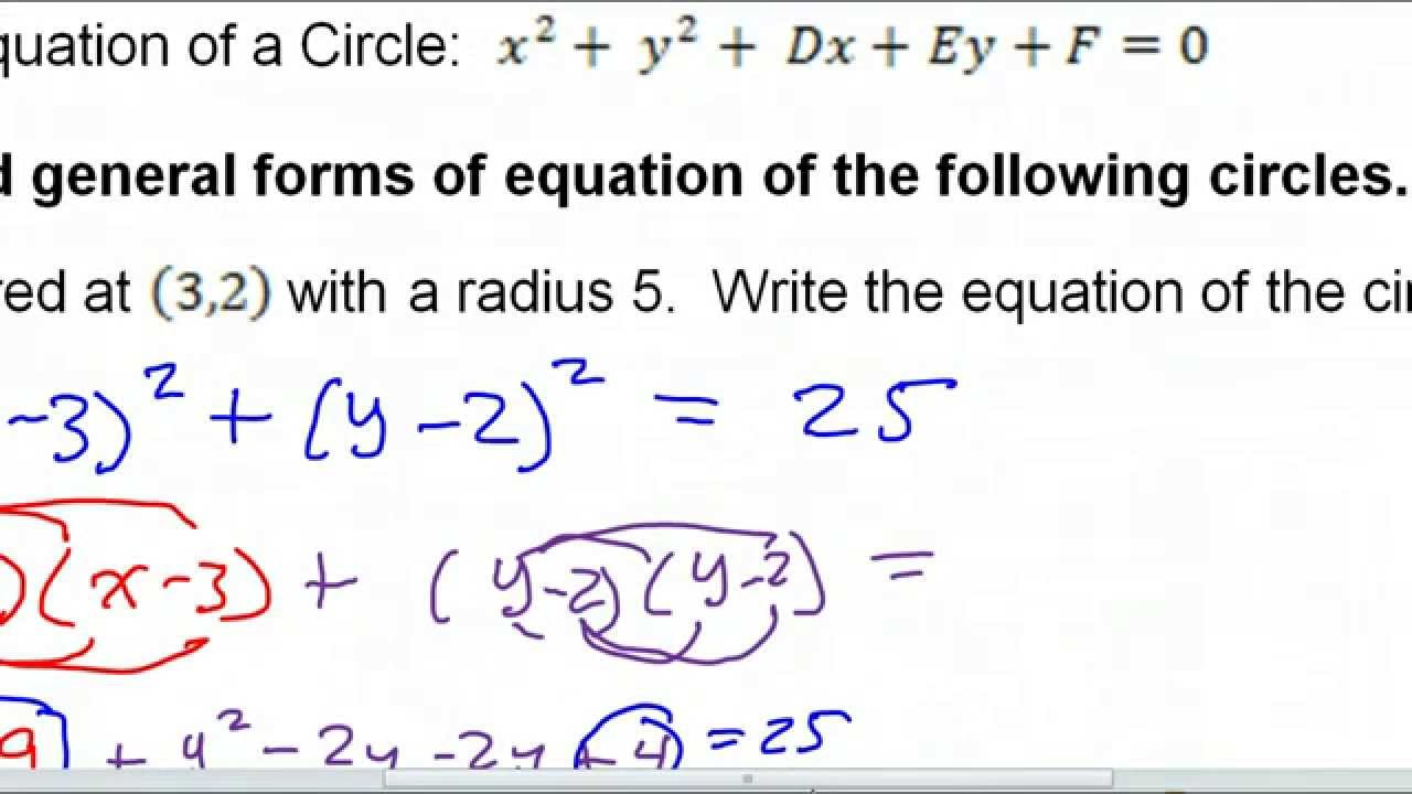 General Form Standard Equation Of A Circle slideshare