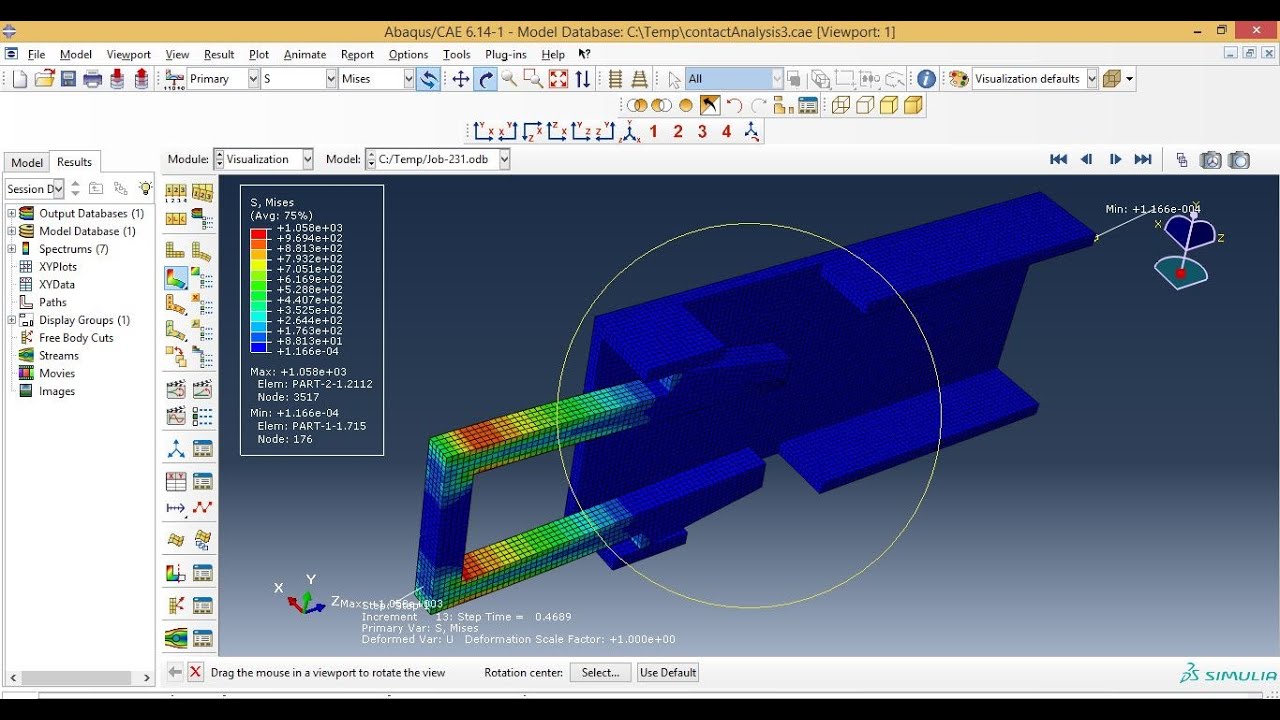 Abaqus Tutorial Videos - Contact Analysis of Snap fit Part in Abaqus 6. ...