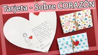 💌 Tarjeta en forma de corazón y sobre con un solo papel ¡Enamórate!