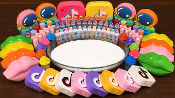 RAINBOW TIKTOK!! Mixing Random into Glossy Slime!! Satisfying Slime Video #96