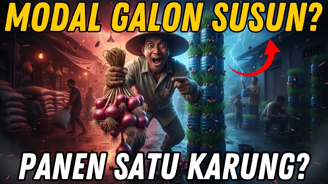 LAHAN SEMPIT HASIL BERLAPIS? 🧅 Tanam Bawang Merah di Galon Susun (1 Meter Dapat Sekarung)‼️