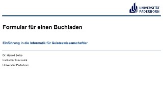 EIG: Formular für einen Buchladen