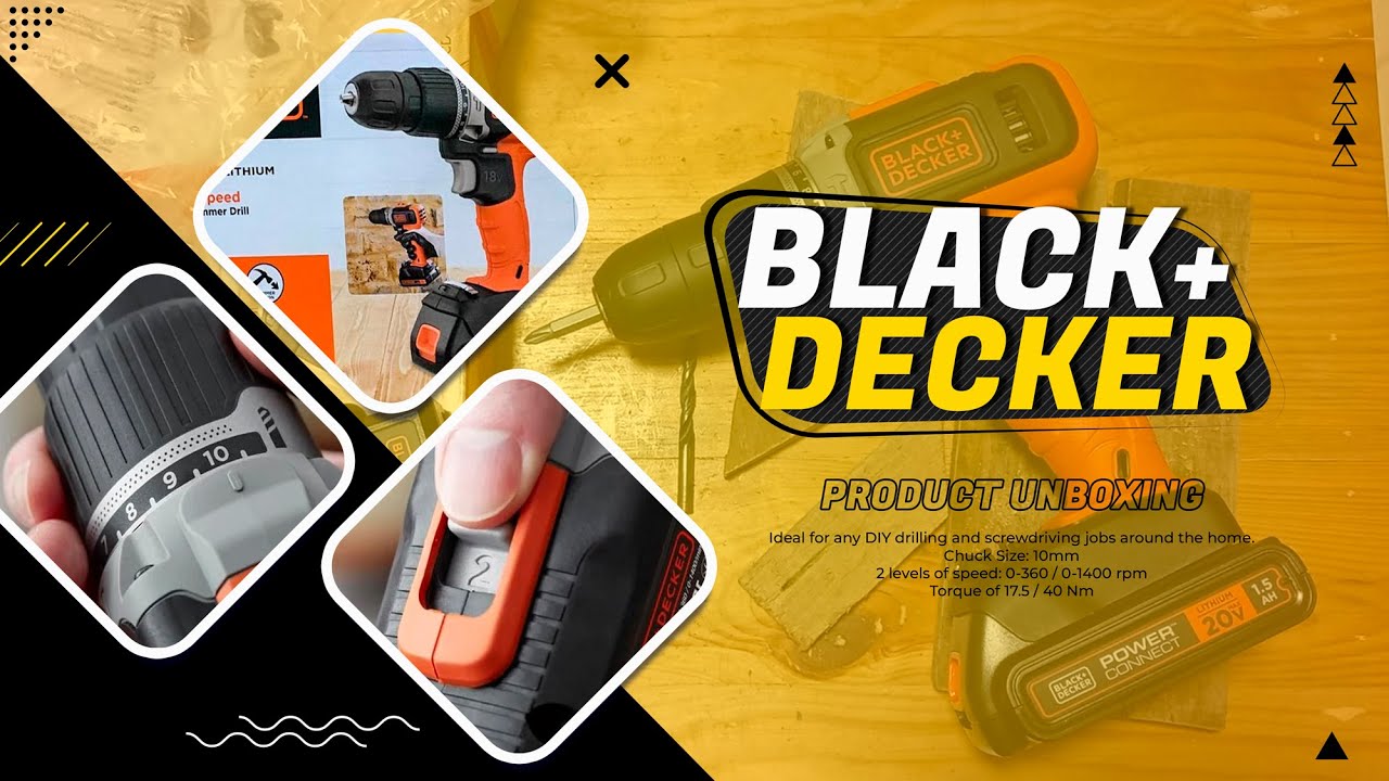 Unboxing Black+Decker BDCHD18BAFC 18V Cordless Drill w/80-Piece