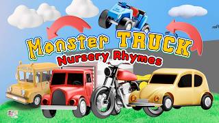 Monster Truck Song for Kids! 🚒 Fire Truck, 🚑Ambulance 🚛Dump Truck | Nursery Rhymes &amp; Vehicles