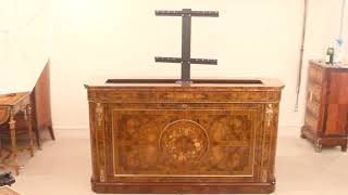 Bespoke Inlaid Burr Walnut & Marquetry Tv Plasma Lift Cabinet