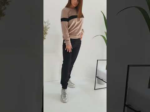 Велюровий костюм жіночий брючний прогулянковий комплект вільна кофта штани в обтяжку розмір блакитний костюм двійка, відео 2