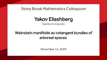 Weinstein manifolds as cotangent bundles of arboreal spaces - Yakov Eliashberg