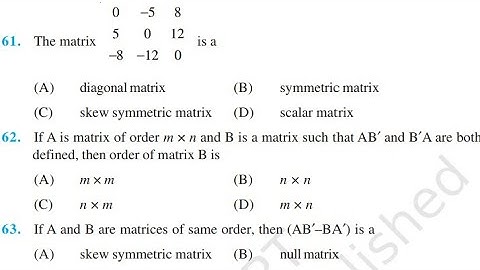 MATH NCERT EXEMPLAR MATRICES Q61 TO Q80 SOLUTIONS OF CHAPTER-3 CLASS-12TH