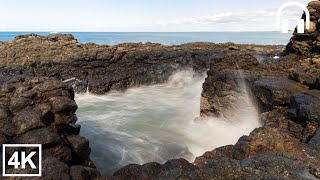 Crashing waves crashing on rocks at Elliott Heads, Australia