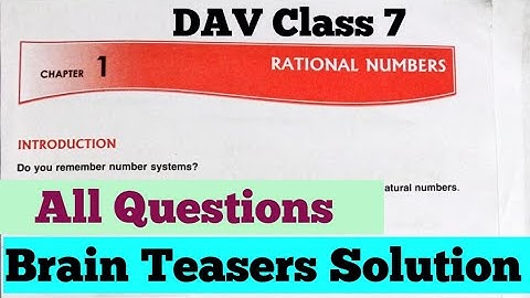 Rational Numbers DAV Class 7 Maths Chapter 1 Brain Teasers Solution/ADARSH 999
