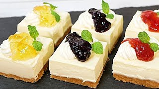 3種のジャムの濃厚レアチーズケーキHow To Make No-Bake square Cheesecake