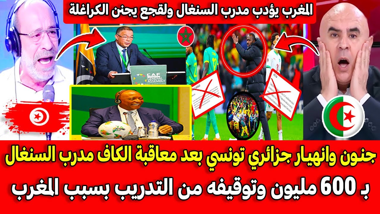جنـون وانهيـار جزائري تونسي بعد معاقبة الكاف مدرب السنغال بـ600 مليون وتوقيفه من التدريب بسبب المغرب