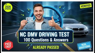 NC DMV Driving Test (2026 UPDATED) ✅ 100 Questions & Answers | Already Passed