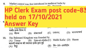 HP Clerk Exam post code-839 // HP Clerk Answer Key