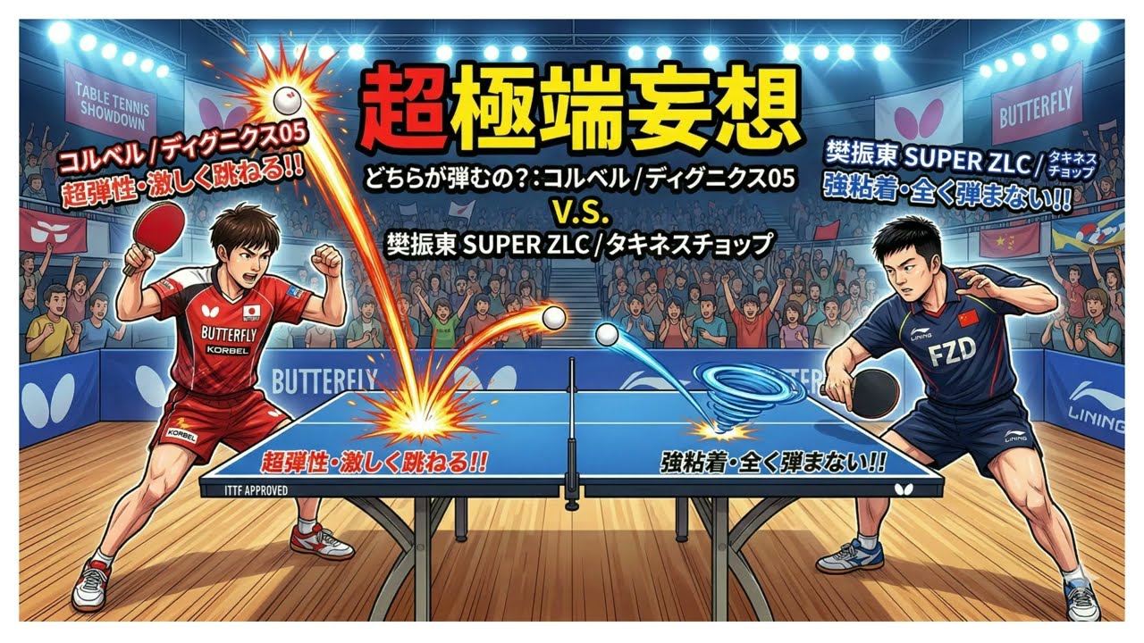 【卓球】＜超極端妄想＞どちらが弾むの？：コルベル/ディグニクス05 V.S. 樊振東 SUPER ZLC/タキネス チョップ
