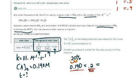 ALEKS - Using first- and second-order integrated rate laws (Example 1)