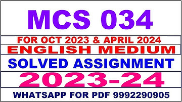 mcs 034 solved assignment 2023-24 | mcs 34 solved assignment in english 2024 | mcs 34 2024