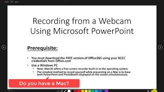 Using a Webcam with PowerPoint (see description for link)