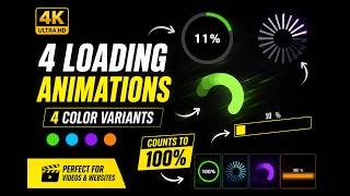 FREE 4K Loading Animations Pack | 4 Color Variants | Counts to 100%