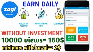 ONLINE EARNING ZA.GL  ULR SHORTEN FREE 100% REAL PAYING SITE 2$ WITHDRAWAL