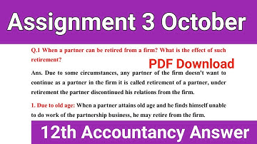 CG 12 Accountancy October Assignment 3 English Medium, 12th Accountancy Answer