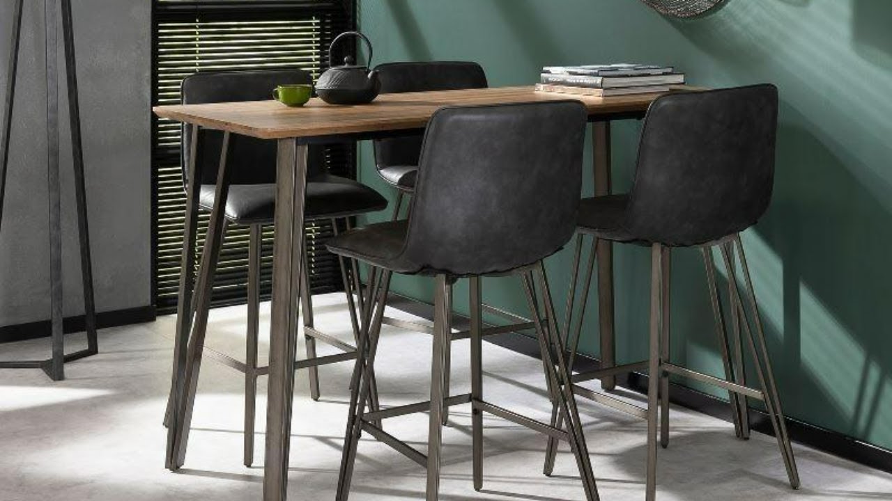 Tabouret bas Industriel Acacia et Métal Lot de 2 - lyadesign