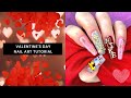 Valentine&#39;s Day Nail Art Tutorial | Long Nails | Apres Gel X | Bling Swarovski Nails w/Charms 2022