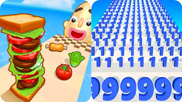 Number Run vs Sandwich Runner - All Level Gameplay (New Update, Math Games) All Max Level