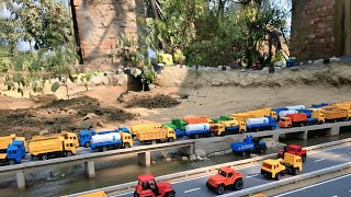 JCB 3DX Fully Loading Sand TATA Dumper Ashok Leyland Tipper Truck Accident Pulling Out Crane ? CSToy